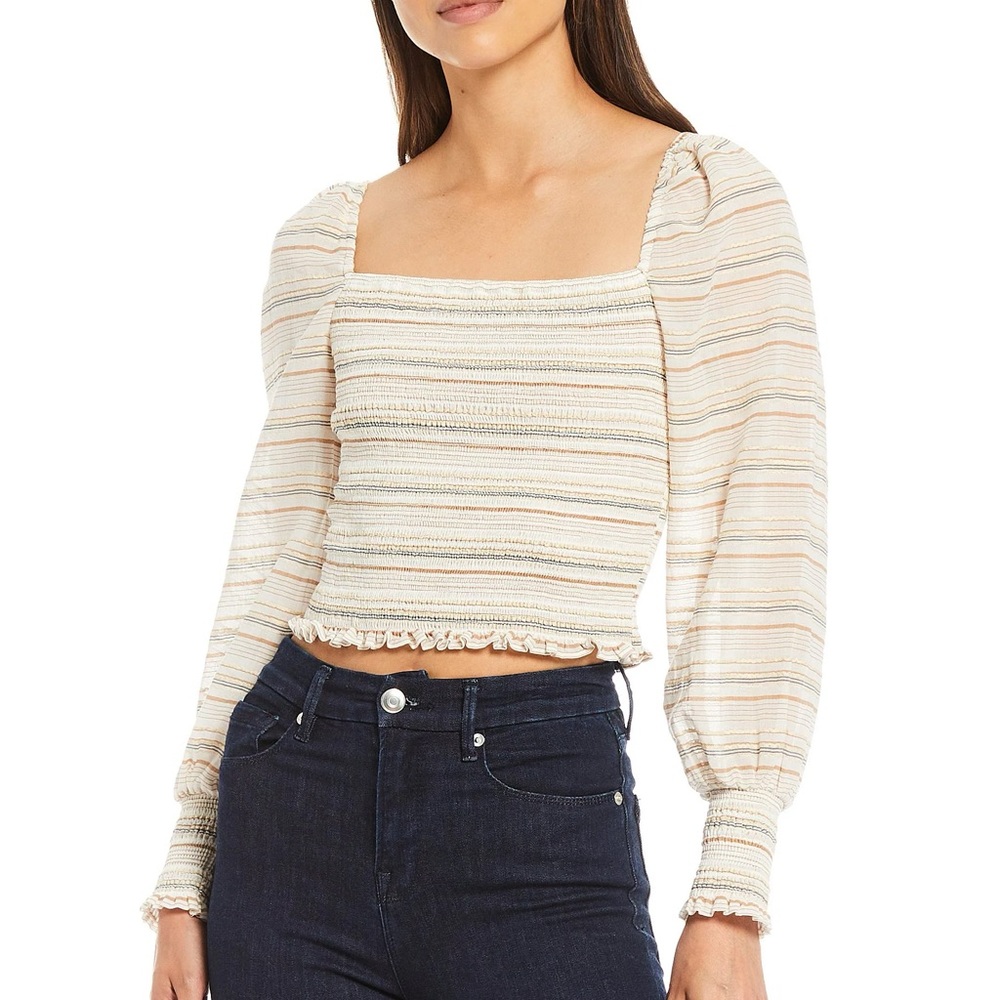 Square Neck Long Sleeve Blouse